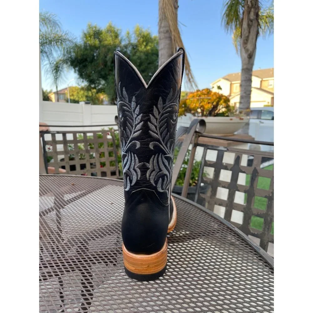 Women Cowgirl Square Toe Black Boots - Picture 5 of 6